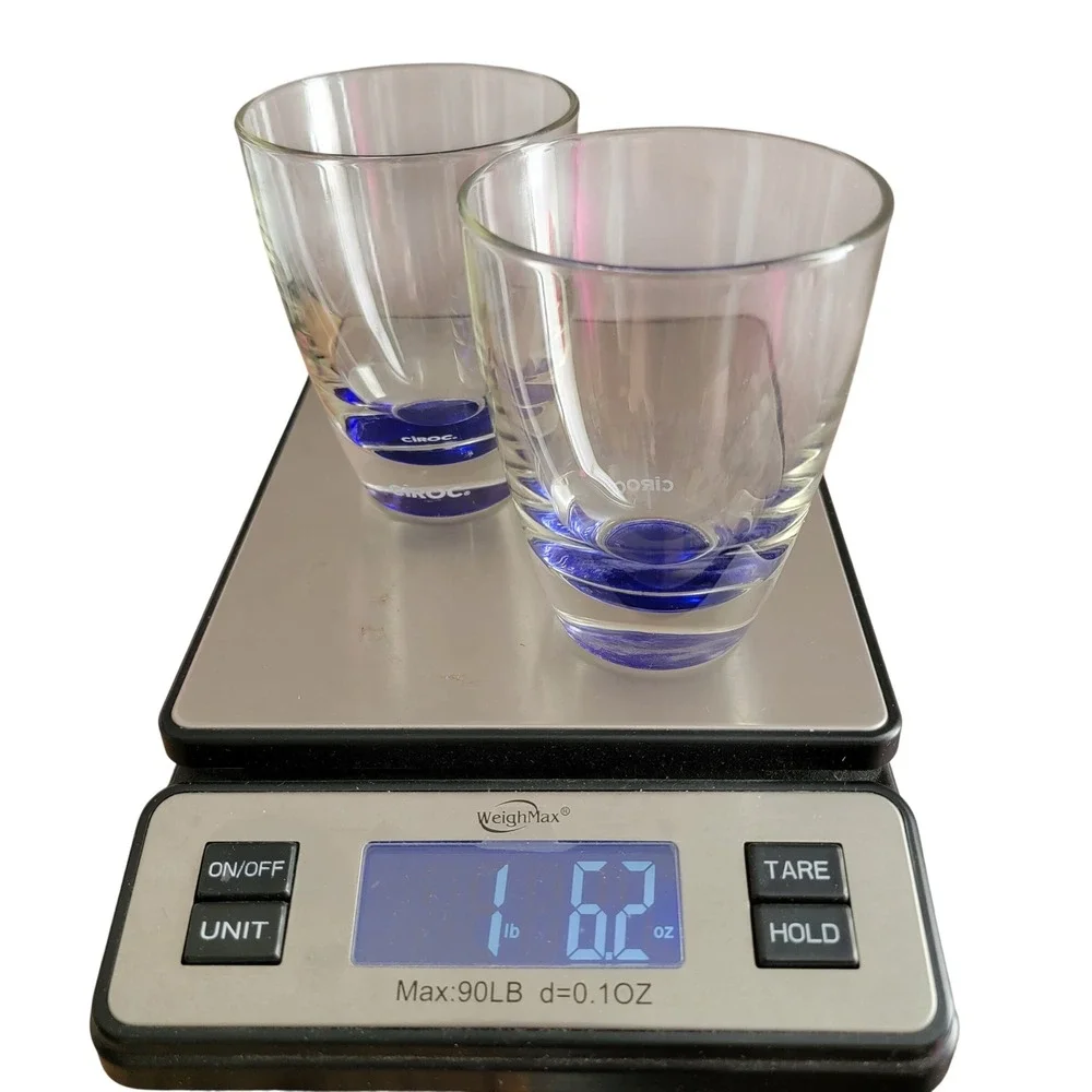 Ciroc Vodka‎ Rocks Glasses Set of 2 Blue Base Italy Excellent Barware
